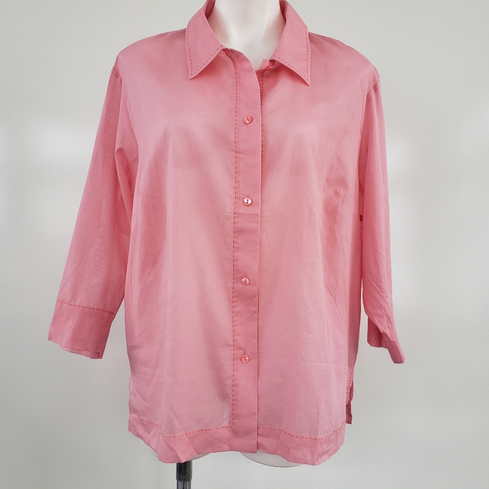 SIGRID OLSEN SPORT Ultra Sheer Blouse Salmon Colored Size 1X - Picture 9 of 10